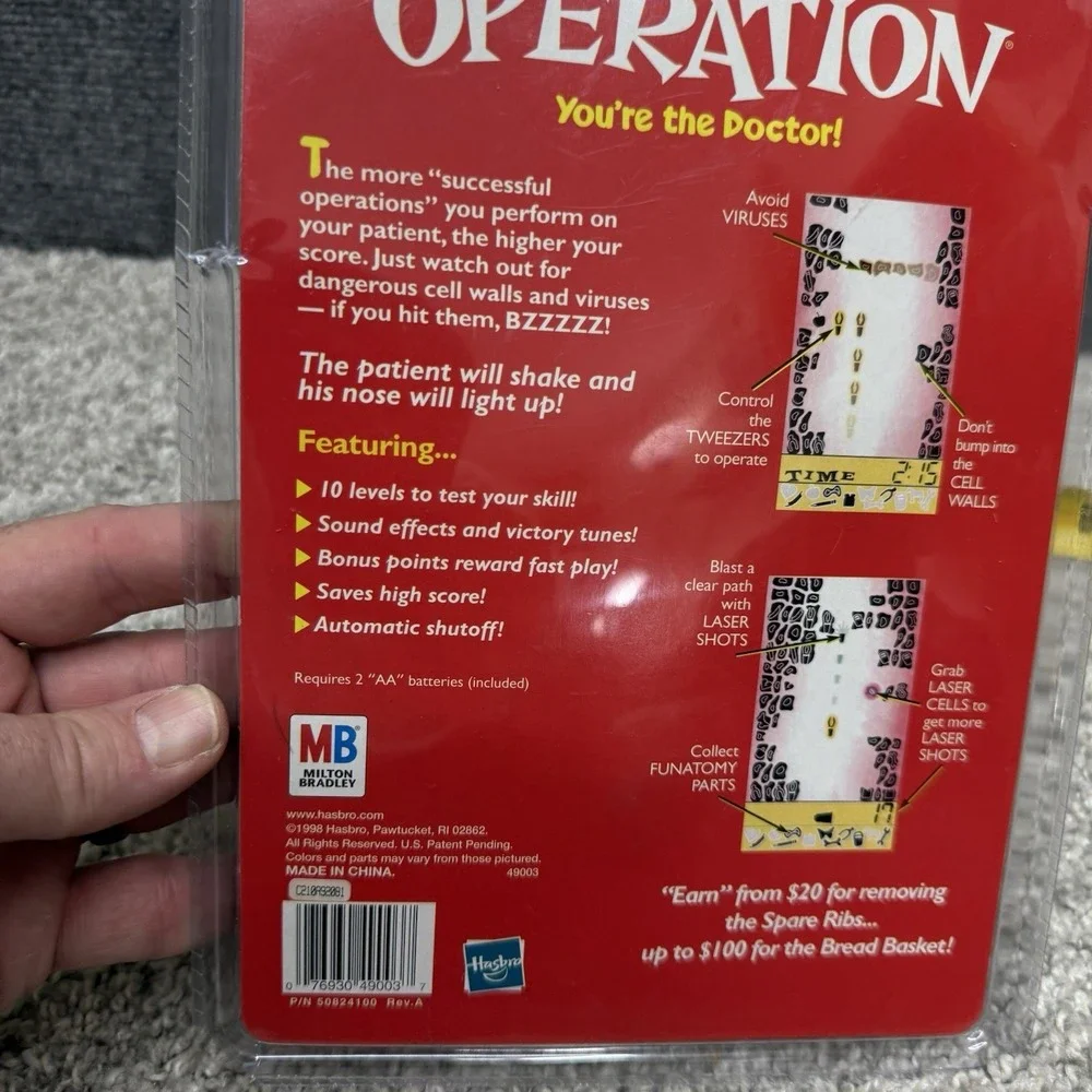 vintage hasbro hand held electronic operation game‎ 49003 1998